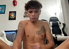 handsome lightskin plays with a dildo (no cum)