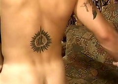 Exotic male pornstar in fabulous tattoos, blowjob homosexual xxx clip