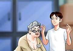 Summertime Saga - Old Woman sucked college senior's Dong and drank his cum