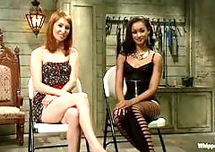 Two mistresses have  toy for play