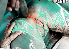 Tattooed Ramrod Destroys EMO Cutie’s Booty – Giant Gape & Prolapse Tease After Coarse Anal