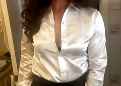 Ts clad in satin half-shirt