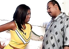 Breasty ebony cheerleader gets her moist vagina boned