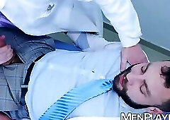 Medical intern Sean Weiss is stretched by Dr Diego Reyes