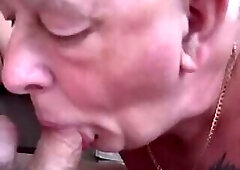 Ian Ford Sucking an Fat Old Man Cock While Wearing Nylons