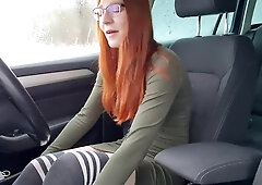 FinaFoxys Horny Redhead Slut Takes Public Pounding in Parking Lot