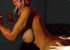 Sexy blond ebony beauty with large bazookas likes to be screwed hard against the wall by white rods - (U can upload full game in bio)