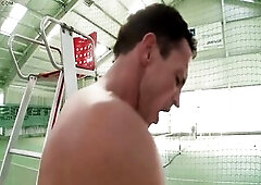 Sex on Job Scene three: Breasty Brunette hair mother I'd like to fuck Enjoys Double Penetration on the Tennis Court