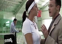 Sex on Job Scene three: Breasty Brunette hair mother I'd like to fuck Enjoys Double Penetration on the Tennis Court