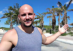 Wild public pussy pounding with a small-titted chick in doggystyle & cowgirl positions