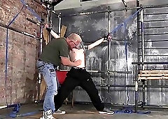 Master Kane whips and humiliates a tied-up gay slut