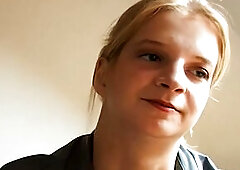 Blond with large titties rubs herself on her juicy cleft