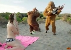 Horny guys in cosplay costumes fuck sweet looking chick Yuno Love