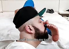 Dominant-Bitch Kiffa Foot thrall Worship smelly feet after Kiffa walking all day and is ignored FOOT IGNORED