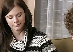 Curly boy tricked into gay cock riding till cum