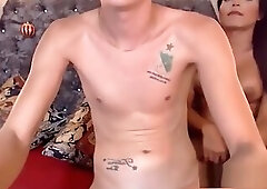 Amazing intense fuck with a thick brunette tranny