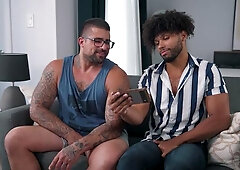 Jerk Buddies: Black Hair Hunks Swap Blowjobs