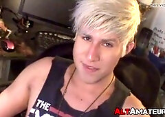 Cute emo blonde guy gets hardcore fucked and milked by interviewer