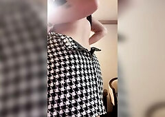 Your chic girlfriend lazily disrobes for u, surprises u with pierced bazookas and finger sucking!