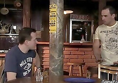 Straight bartender rides his huge gay cock