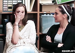 Em Indica caught shoplifting gets punished with an office uniform titjob