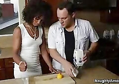 Misty Stone Fucks Her Neighbor In The Kitchen and Takes Facial