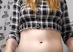 Hot (18+) Ts Teen shows off her Chasity cage