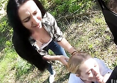 Depraved Wife Made Her Ally To Suck Me Off And Take A Ton Of Cum On Her Face