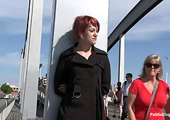 Redhead Euro girl gets fucked hard in public