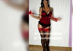 Sexy mom on nylons high heels