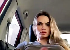 Fabyzinha strokes in the car releasing a massive load