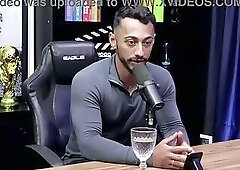 Hot podcast guest gets his ass pounded by the well-endowed host.