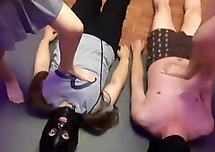 Slaves couple under Rich Girls Feet