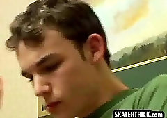 Skater hunk getting his bare ass spanked over and over