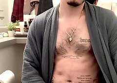 Bulbous in my bathrobe and wanking off