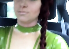 Latex slut solo anal masturbation