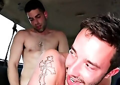 Cheated str8 guy fucks gay guy in pickup bus until cumshot