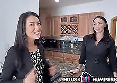 Two hot realtors glob to knees & share explosion... then hear bad news twist