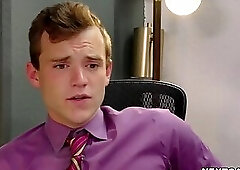 Elliot Finn and Scott Finn alternately give their boss Brock a nice blow