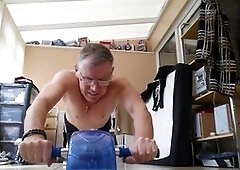 Thong, boys white tights, squats