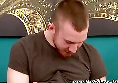 Horny jock plays naked
