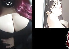 Corpulent rock watching Comics and playing with her large melons