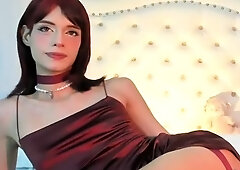 Big Tits Tranny Jerking her Big Hard Cock