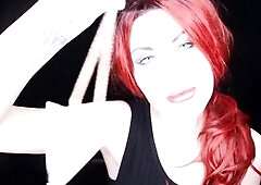 Redhead Italian mistresse in ebony boots humiliates u and talks filthy.