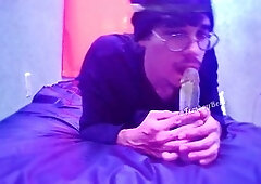 Twink, gay licking, deepthroat cum in throat