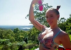 Scarlet Chase - the Queen of Anal, fucks herself with a BIG dildo!