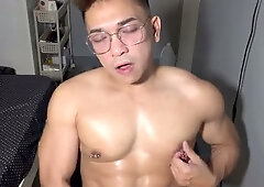 Filipino Muscle Twink Jerk Off, Cum eating & Nipples! FLESHLAB Exclusive