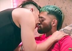 Alex Disney gives Camilo Brown's big cock a mouthful and tongue bath until he blows a huge load