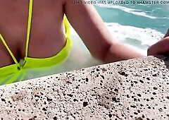 large tits flashing