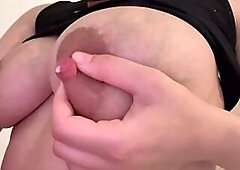 My stepmom masturbates in the washroom in ebony pants, then engages in a crap-house fetish and plays with her large boobs.